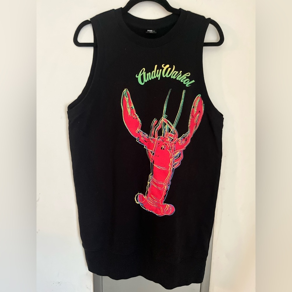 SPRZ NY Uniqlo Sweater Men's Medium Black Andy Warhol Red Lobster Tank Top